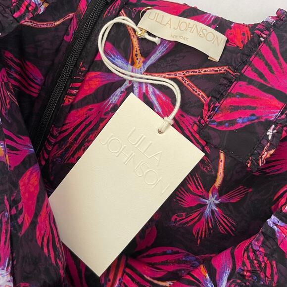 NWT ULLA JOHNSON Caprice Floral Cotton Midi Dress - Zinnia - Multicolor - Size 4 - Picture 7 of 10